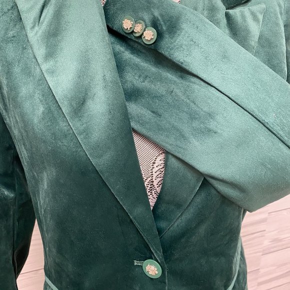 Velvet Blazer- Green - Picture 4 of 5